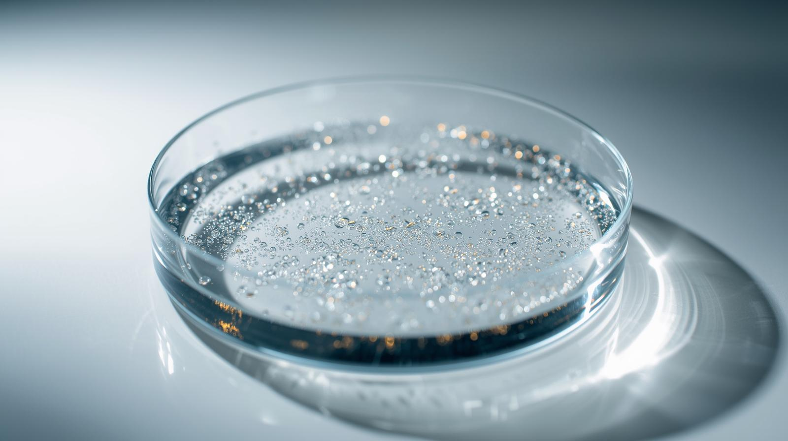 Microbubbles in clear solution conveying gentle, even application.